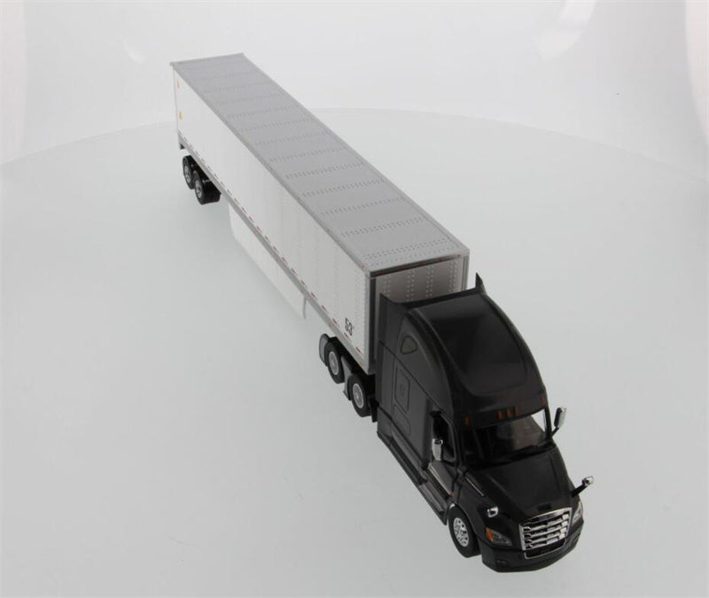 CATERPILLAR  Freightliner New Cascadia with 53′ Dry Cargo Van – Grey tractor + White trailer 1:50 Truck Pre-built Model