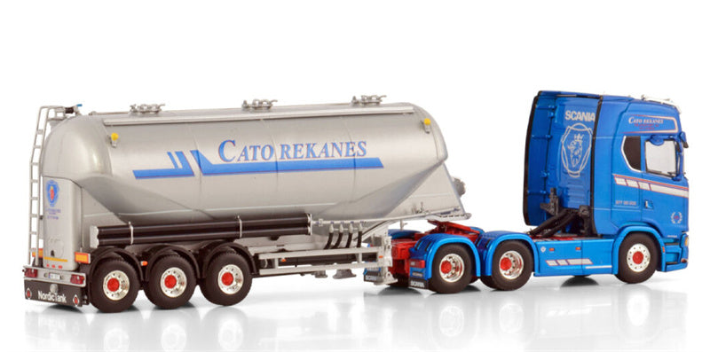 WSI SCANIA S HIGHLINE CS20H 6X2 TAG AXLE BULK TRAILER - 3 AXLE Cato Rekanes 1:50 Truck Pre-built Model