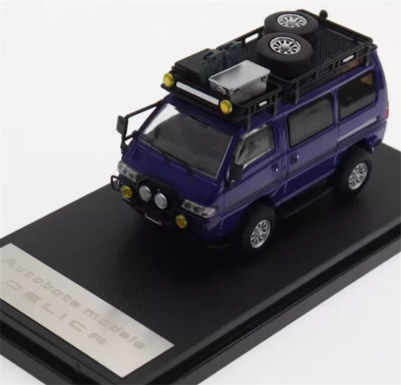 Autobots Models Mitsubishi Delica 3rd Generation Wagon 4X4 Off Road Modified Edition purplish blue - w/ accessories 1:64 Car Pre-built Model view1