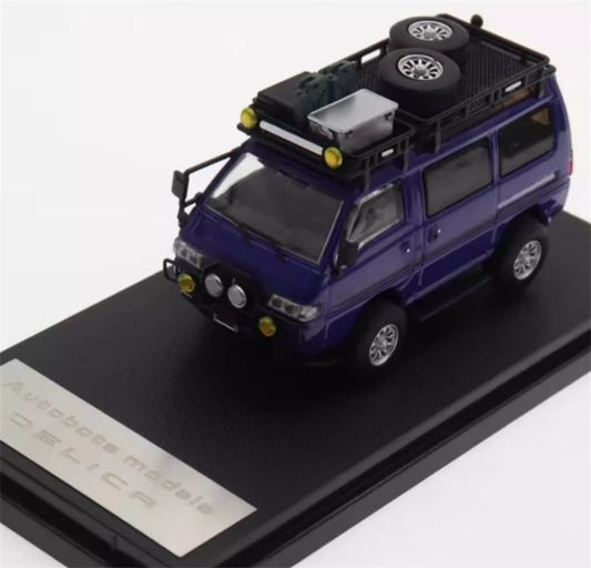Autobots Models Mitsubishi Delica 3rd Generation Wagon 4X4 Off Road Modified Edition purplish blue - w/ accessories 1:64 Car Pre-built Model view1