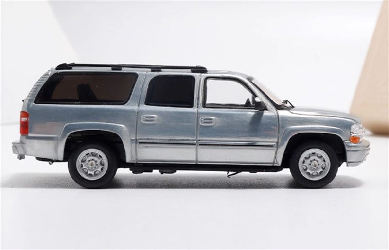 MK Miniatures 2003 Chevrolet Suburban SUV Silver clear brushed version 1:64 Car Pre-built Model view3