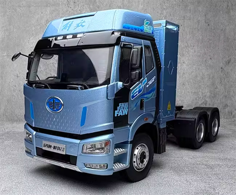 FAW Jiefang J6P Lantu New Energy Tractor Pure Electric Sky Blue 1:24 Truck Pre-built Model