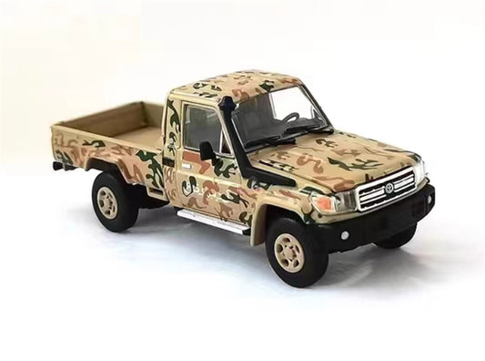 RHINO MODEL Toyota Land Cruiser LC79 Yellow Camo Pickup Truck Middle East Edition 1:64 Truck Pre-built Model view1