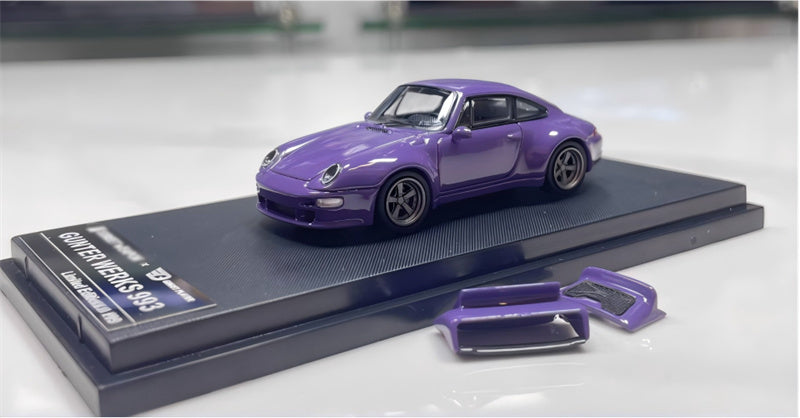 SW Porsche Gunther Werks 993 Dark Night Purple Hardtop Limited Edition 499PCS ONLY 1:64 car Pre-built Model view1