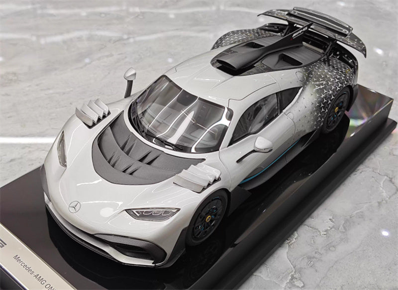 Amalgam Mercedes Benz AMG ONE sports car silver 1:18 Car Pre-built Model view1