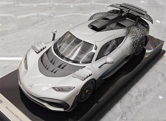 Amalgam Mercedes Benz AMG ONE sports car silver 1:18 Car Pre-built Model view1