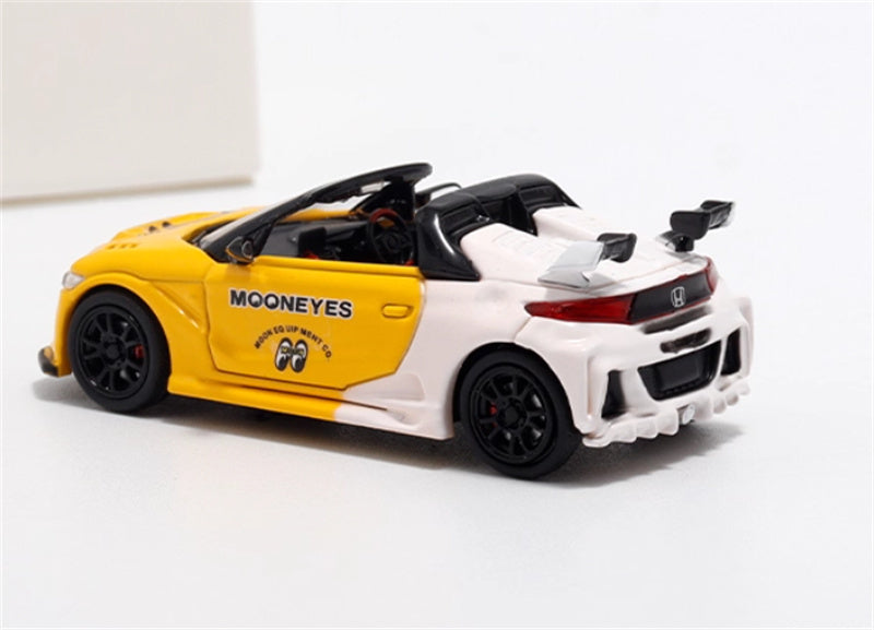 Mortal Honda S660 Mugen Convertible Wide body modified version Small tail wing moon eye coating - with top cover 1:64 Car Pre-built Model view2