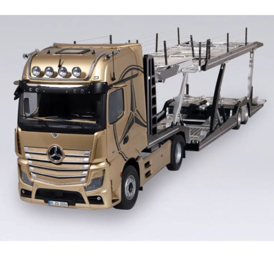 NZG Mercedes Benz Actros Lohr Champagne gold Benz logo + double-layer trailer KIT 1:18 DIECAST Truck Lorry