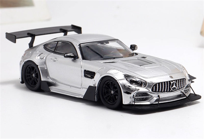 BSC Mercedes AMG GT-S Carbonerre modified big rear wing sports car metallic silver Limited Edition 1:64 Car Pre-built Model view5