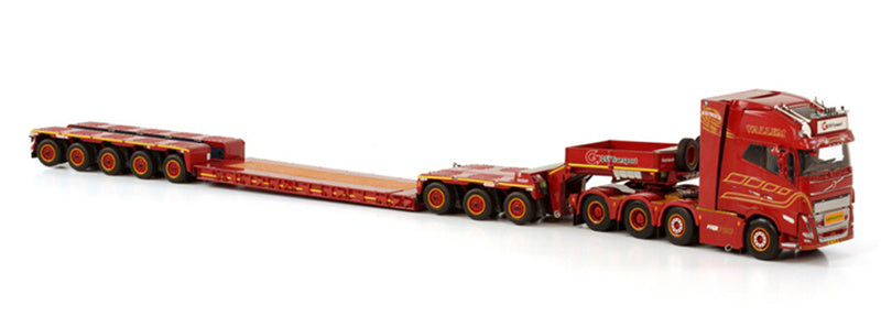 WSI  VOLVO FH5 GLOBETROTTER XL 8X4 LOWLOADER - 5 AXLE + DOLLY 3 - AXLE VALLEM 1:50 DIECAST Truck Lorry