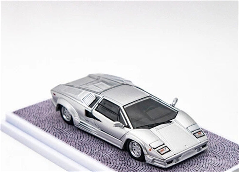 Findclassically Lamborghini Countach LP5000S 25th Anniversary Edition Silver Limited Edition 799PCS ONLY 1:64 car Pre-built Model view5
