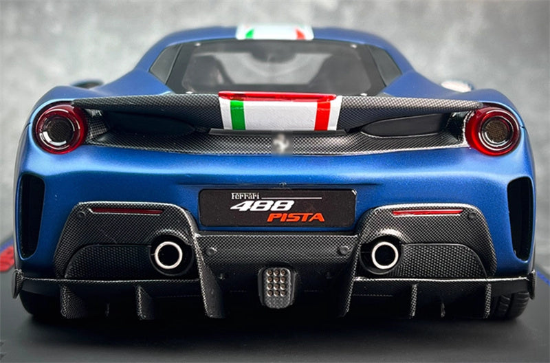 BBR MODELS Ferrari 488 Pista #73 Abu Dhabi Blue Limited Edition Leather base 1:18 Car Pre-built Model view9