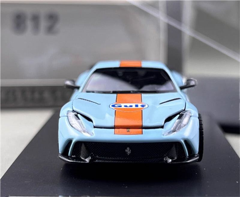 Little Toys x SH Ferrari 812 N-Largo V12 Supercar Novitec Modified Edition Gulf Painting Limited Edition 299PCS ONLY 1:64 Car Pre-built Model view6