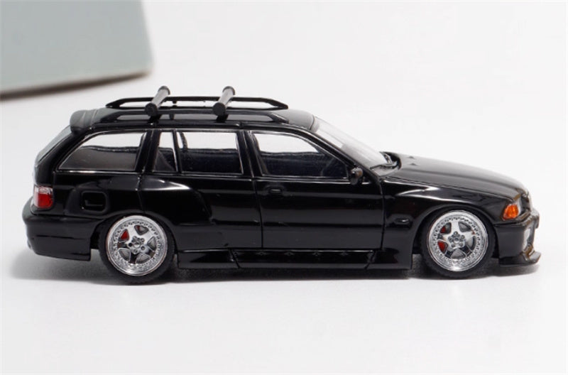Mortal Third Generation BMW 3 Series E36 Four-Door Touring Black Lowered Version Limited Edition 499PCS ONLY 1:64 Car Pre-built Model view4