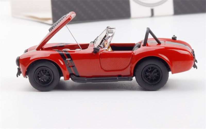 Fine Works&HM Ford Shelby 427 Cobra Metallic red + Black Stripe Limited Edition 499PCS ONLY 1:64 car Pre-built Model view2
