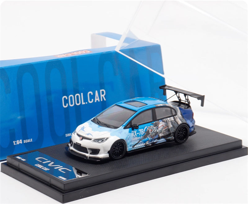 COOL.CAR Honda Civic FD2 explosive redesign mecha livery Blue regular version Limited Edition 500PCS ONLY 1:64 Car Pre-built Model view7