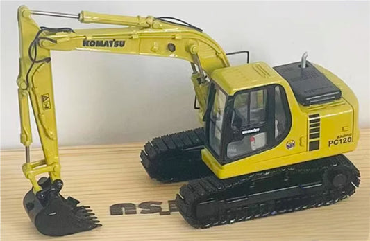 KOMATSU PC120-6 Excavator with broken pipeline Black digging bucket Limited Collector's Edition 1:50 Truck Pre-built Model