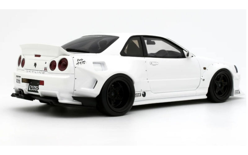 1:18 Nissan Skyline GT-R (BNR34) White OTTO Kit Customized Resin Car Model