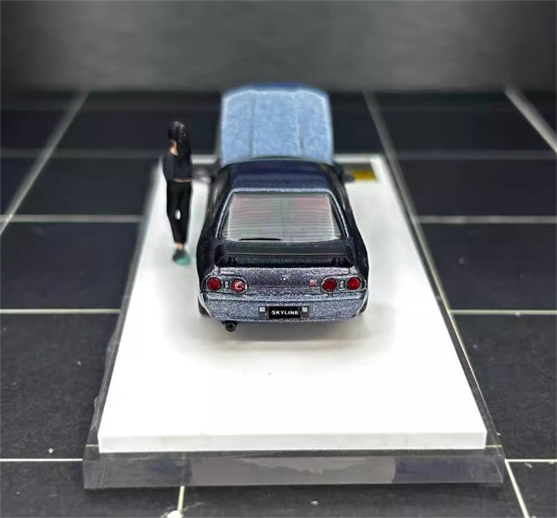 TIMEMICRO Nissan GTR R32 with figure metal gray Limited edition 1:64 Car Pre-built Model view5