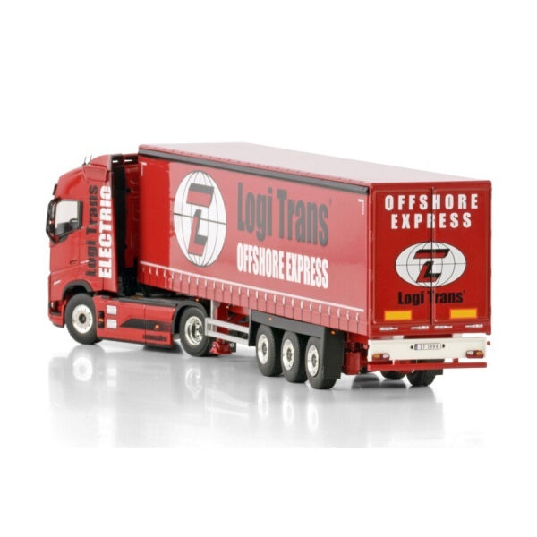 1:50 VOLVO LOGI TRANS FH5 4X2 CURTAINSIDE TRAILER 3 AXLE WSI  Red Diecast Model