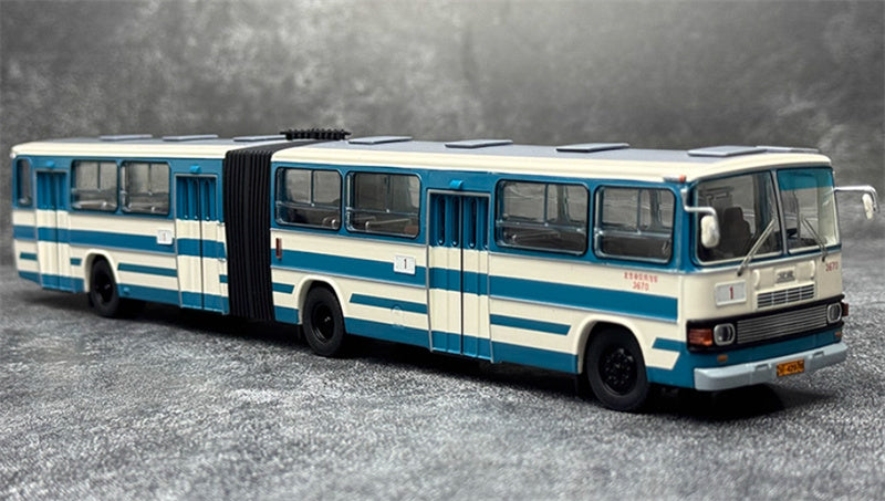 Beijing Public Transport Jinghua BK670 Yellow River Grand Passage 1 Road articulated bus lake blue 1:64 Bus Pre-built Model view6