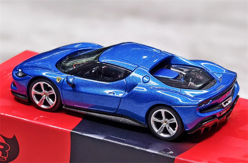 BBR MODELS Ferrari 296 GTB Blue Corsa 1:64 Car Pre-built Model view2