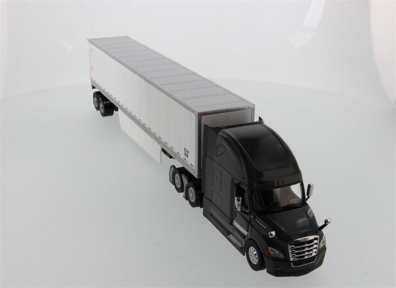 CATERPILLAR  Freightliner New Cascadia with 53′ Dry Cargo Van – Grey tractor + White trailer 1:50 Truck Pre-built Model