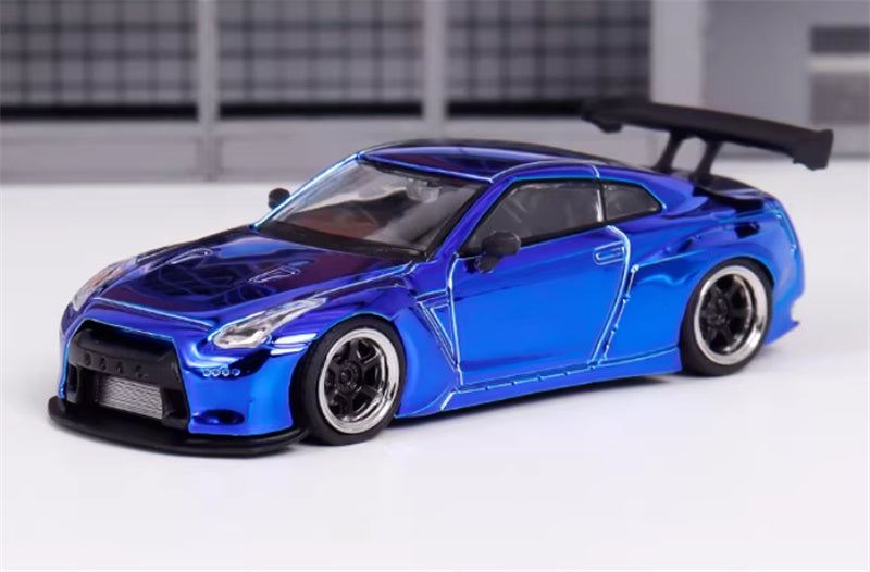 LMLF MODEL Nissan GT-R R35 Pandem Rocket Bunny Electroplating Blue Limited Edition 500PCS ONLY 1:64 Car Pre-built Model view1