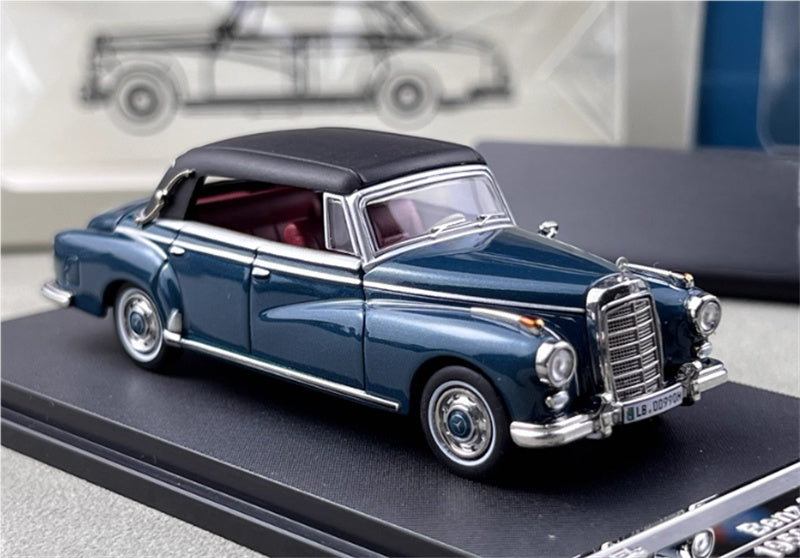 SEEKER Mercedes Benz 300D Adenauer W189 1959 convertible Soft top Blue 1:64 Car Pre-built Model view7