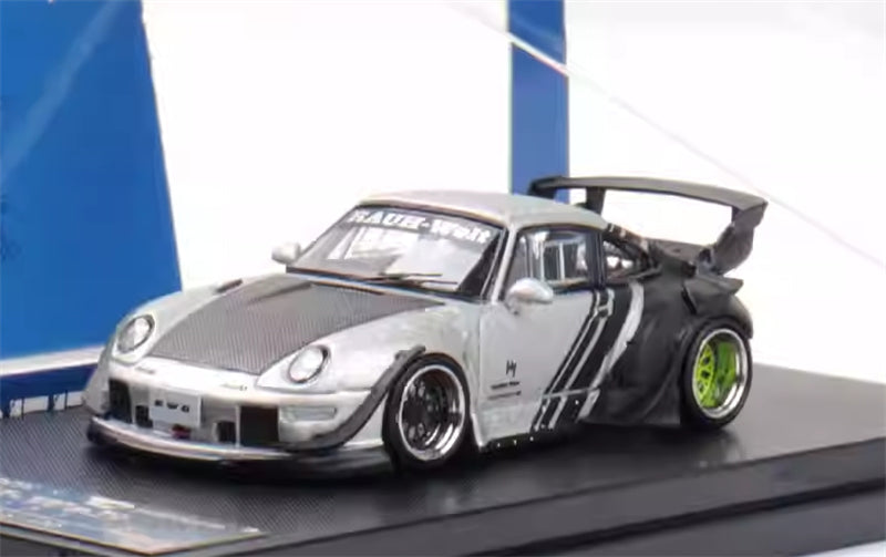 1:64 Porsche 911 RWB 993 Cyberpunk Silver SW DIECAST Model