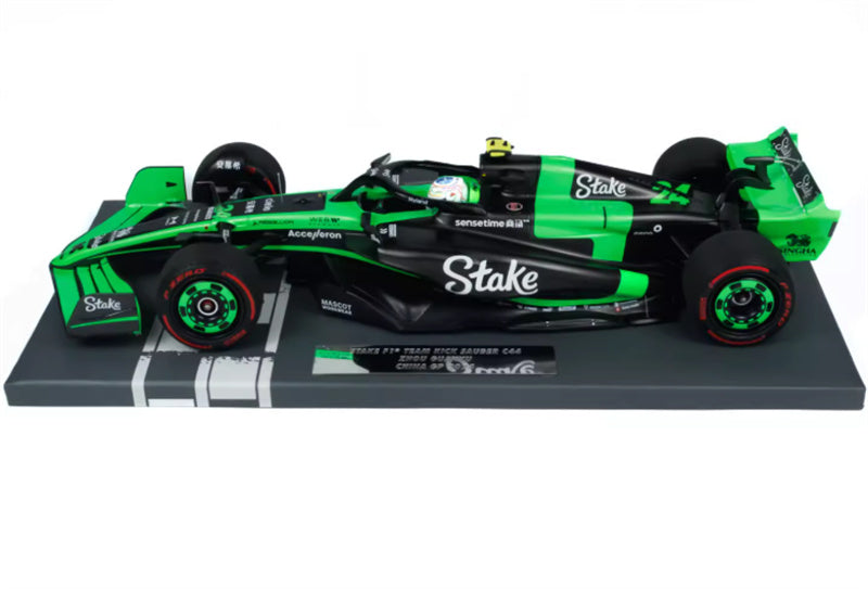 1:18  Stake Kick Sauber C44 #24 Zhou China GP 2024 Green  MINICHAMPS Limited Edition 888PCS ONLY Resin Car Model