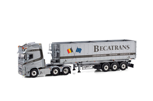 WSI VOLVO FH5 GLOBETROTTER XL 6X2 TWINSTEER VOLUME TIPPER TRAILER - 3 AXLE Becatrans BV 1:50 Truck Pre-built Model