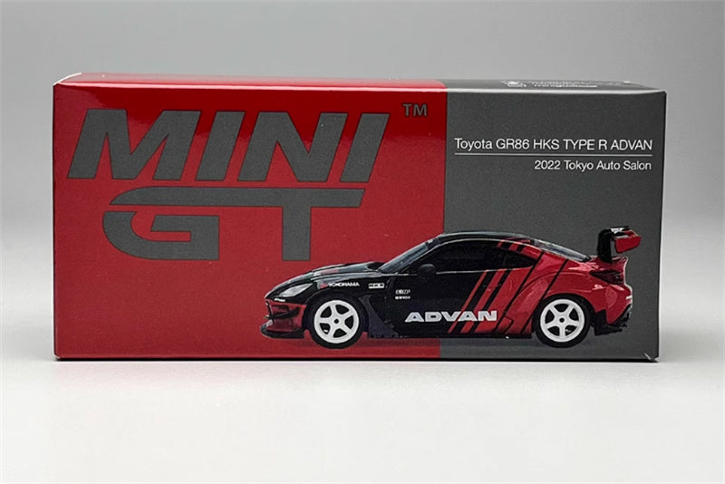 MINIGT Toyota GR86 HKS TYPE R ADVAN Coating 2022 Tokyo Auto Salon red-black 1:64 Car Pre-built Model view8