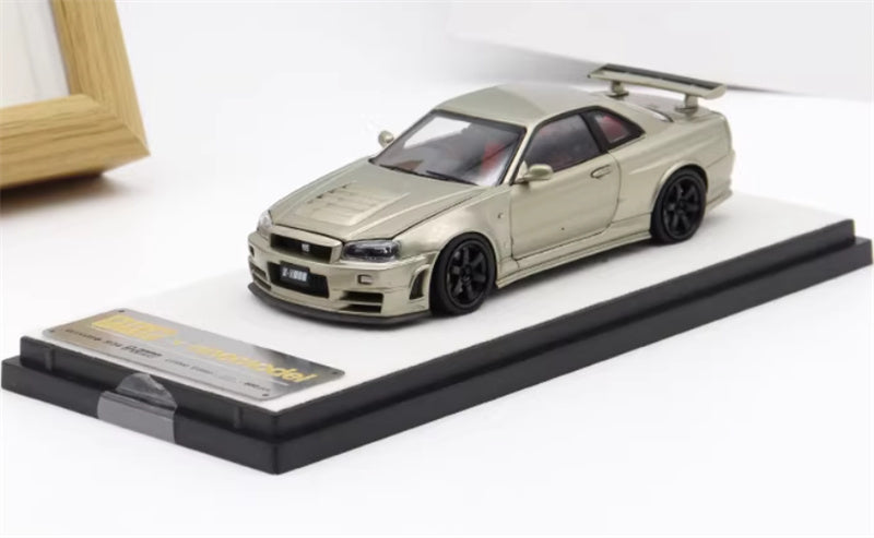1:43 Nissan GTR Nismo R34 Z-TUNE  Jade Green  PGM x onemodel Regular Edition White base Limited Edition 688PCS ONLY DIECAST Car Model