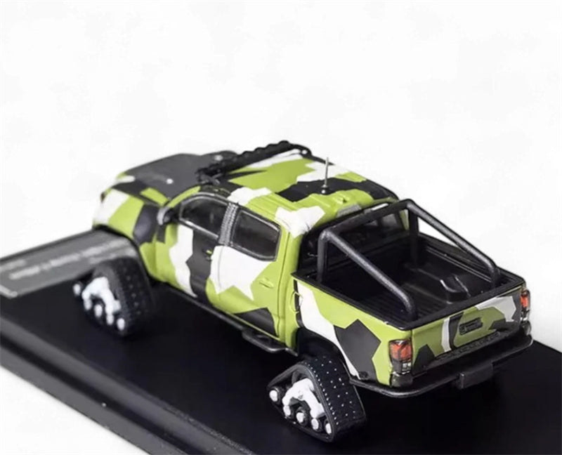 GCD Toyota Tacoma Snow Edition with tank track Green Camo LHD 1:64 Truck Pre-built Model view2