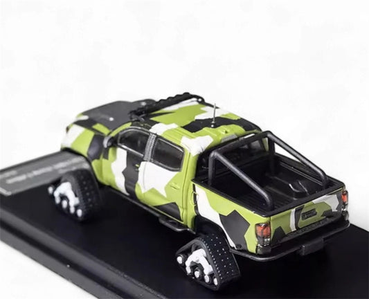 GCD Toyota Tacoma Snow Edition with tank track Green Camo LHD 1:64 Truck Pre-built Model view2