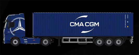 1:64 Mercedes-Benz Actros Blue CMA CGM TIMEMICRO x PERKA DIECAST Trailer & Tractor Model