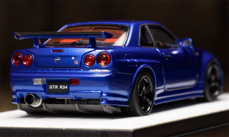 1:43 Nissan GTR Nismo R34 Z-TUNE  Metal Blue  PGM x onemodel Regular Edition White base w/ engine Limited Edition 688PCS ONLY DIECAST Car Model