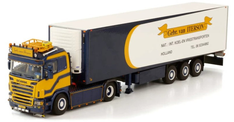 WSI SCANIA R5 FLAT ROOF 4X2 REEFER TRAILER - 3 AXLE GEBR. VAN ITERSON 1:50 Truck Pre-built Model