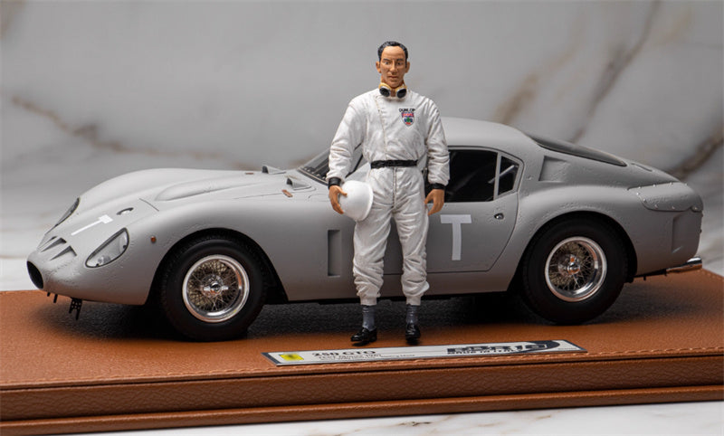 BBR MODELS Ferrari 250 GTO Test Monza 1961 with Figure Stirling Limited Edition 200PCS ONLY Leather base 1:18 Car Pre-built Model view6