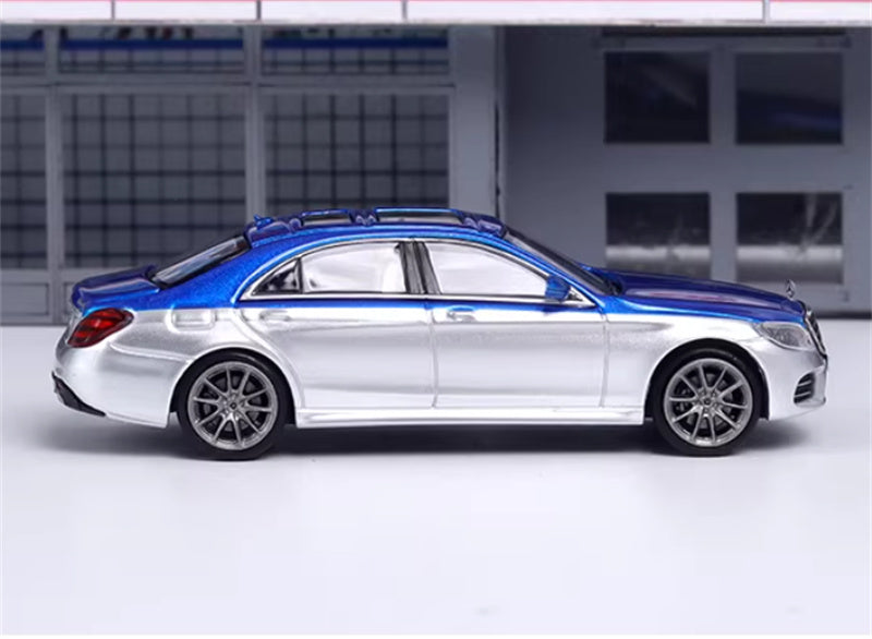 Master Mercedes Benz S-Class S450 W222 Blue silver dual color 1:64 Car Pre-built Airliner Model Display view3