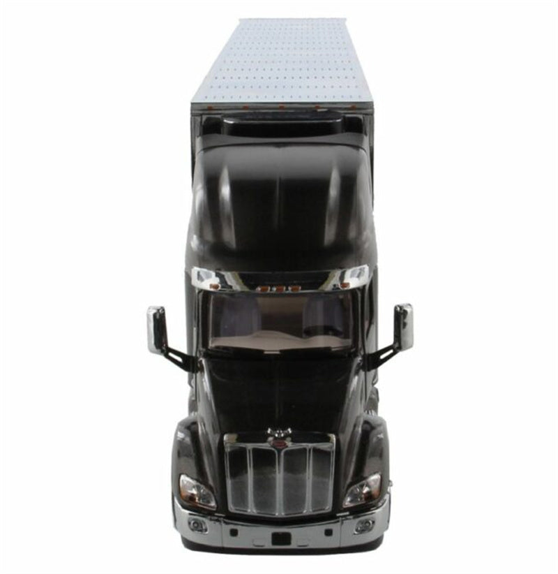 CATERPILLAR Peterbilt 579 UltraLoft Tractor with 53' refrigerated van – Legendary Black cab + 53' Chrome refrigerated van with Peterbilt logo 1:50 Truck Pre-built Model