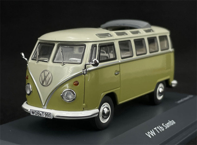 SCHUCO Volkswagen VW T1b Samba green/grey LTD 750PCS 1:43 Car Pre-built Model view1