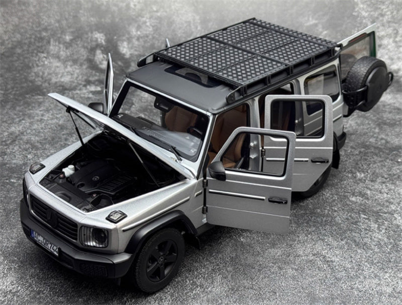 NOREV 2024 Mercedes Benz G500 G-Class off-road Silver luggage rack version 1:18 Car Pre-built Model view7