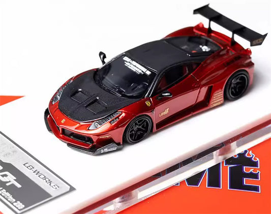 Flame Ferrari 458 GT LBWK wide body modified car Limited Edition 299PCS ONLY Red 1:64 Car Pre-built Model view1