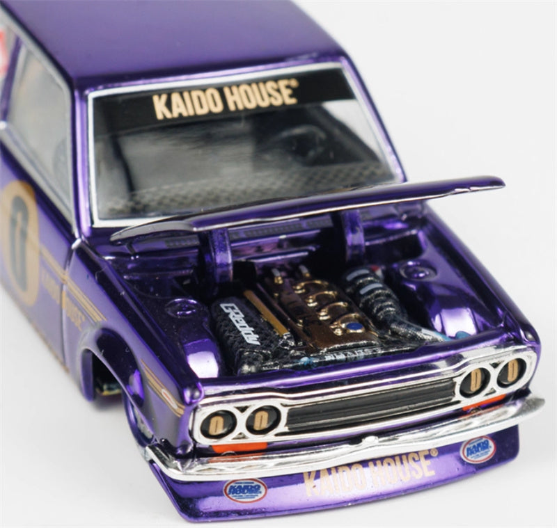 KaidoHouse x MiniGT DATSUN 510 #0 PRO STREET ANNIVERSARY EDITION Electroplating Purple color box packaging 1:64 Car Pre-built Model view9