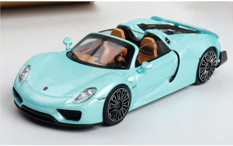 1:64 Porsche 918 Spyder Turquoise Green TOP LUX Convertible DIECAST Car Model