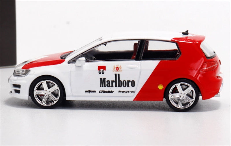 ZOOM Volkswagen Golf 7R Small Steel Cannon Limited Edition 499PCS ONLY Marlboro Edition 1:64 Car Pre-built Model view3