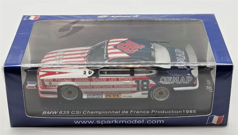 1:43 Spark BMW 635 CSi #18 Championnat de France 1985 P.GURDJIAN LTD 500PCS view8