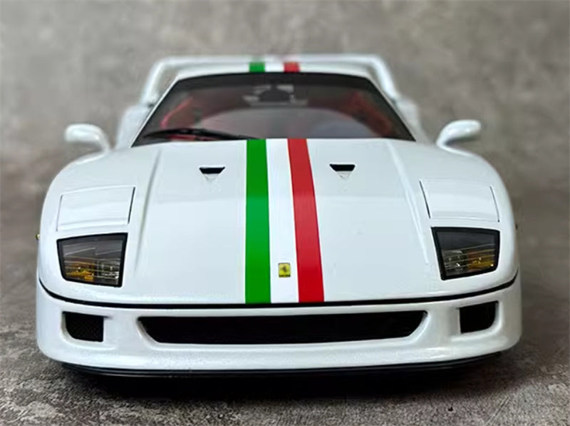 KYOSHO Ferrari F40 Fully open sports car Italian striped white 1:18 Car Pre-a Model